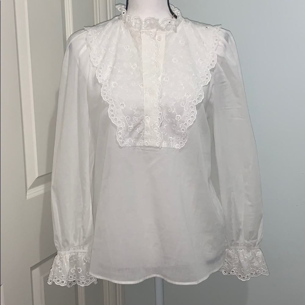 H&M white blouse with ruffles details